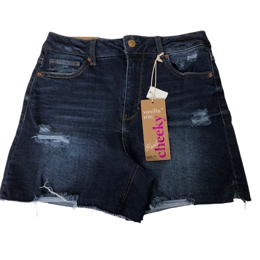 VANILLA STAR REAL CHEEKY SUPER HIGH RISE DENIM SHORTS SZ 9/29 NWT